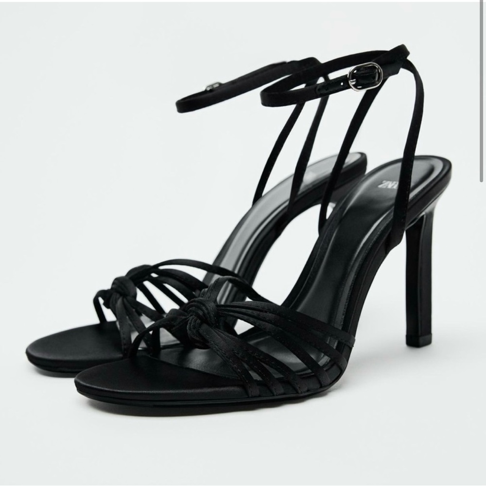 Zara Black Stiletto Heels with Strappy Design